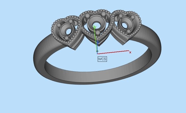 heart ring with stones 3D print model_25