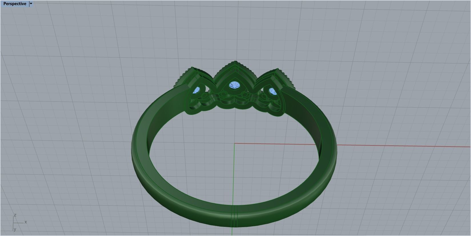 heart ring with stones 3D print model_20