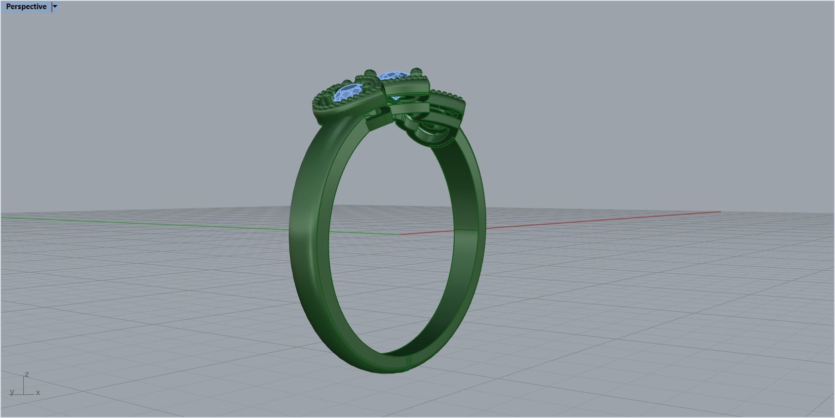 heart ring with stones 3D print model_19