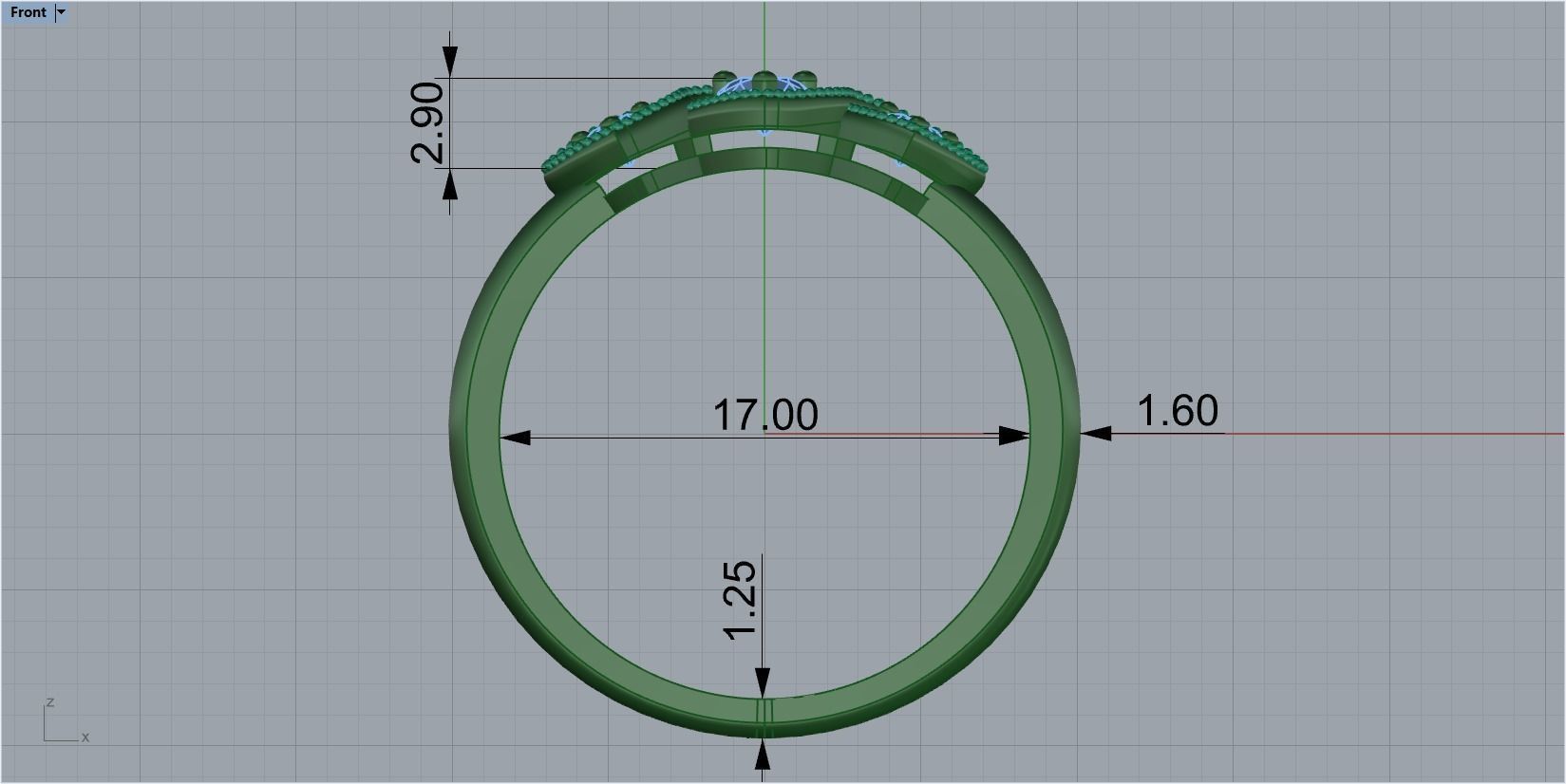 heart ring with stones 3D print model_2
