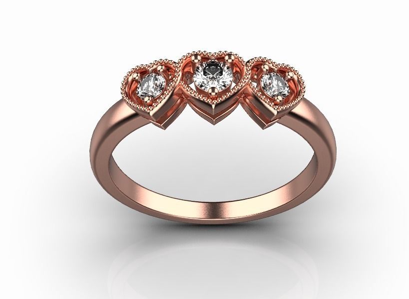 heart ring with stones 3D print model_16