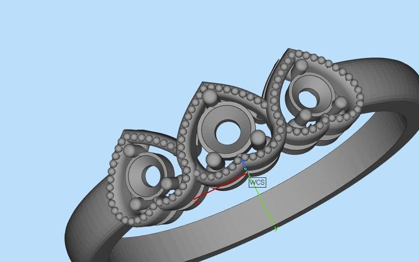 heart ring with stones 3D print model_29