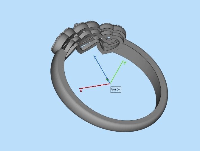 heart ring with stones 3D print model_27