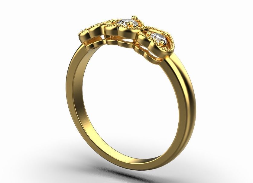 heart ring with stones 3D print model_13