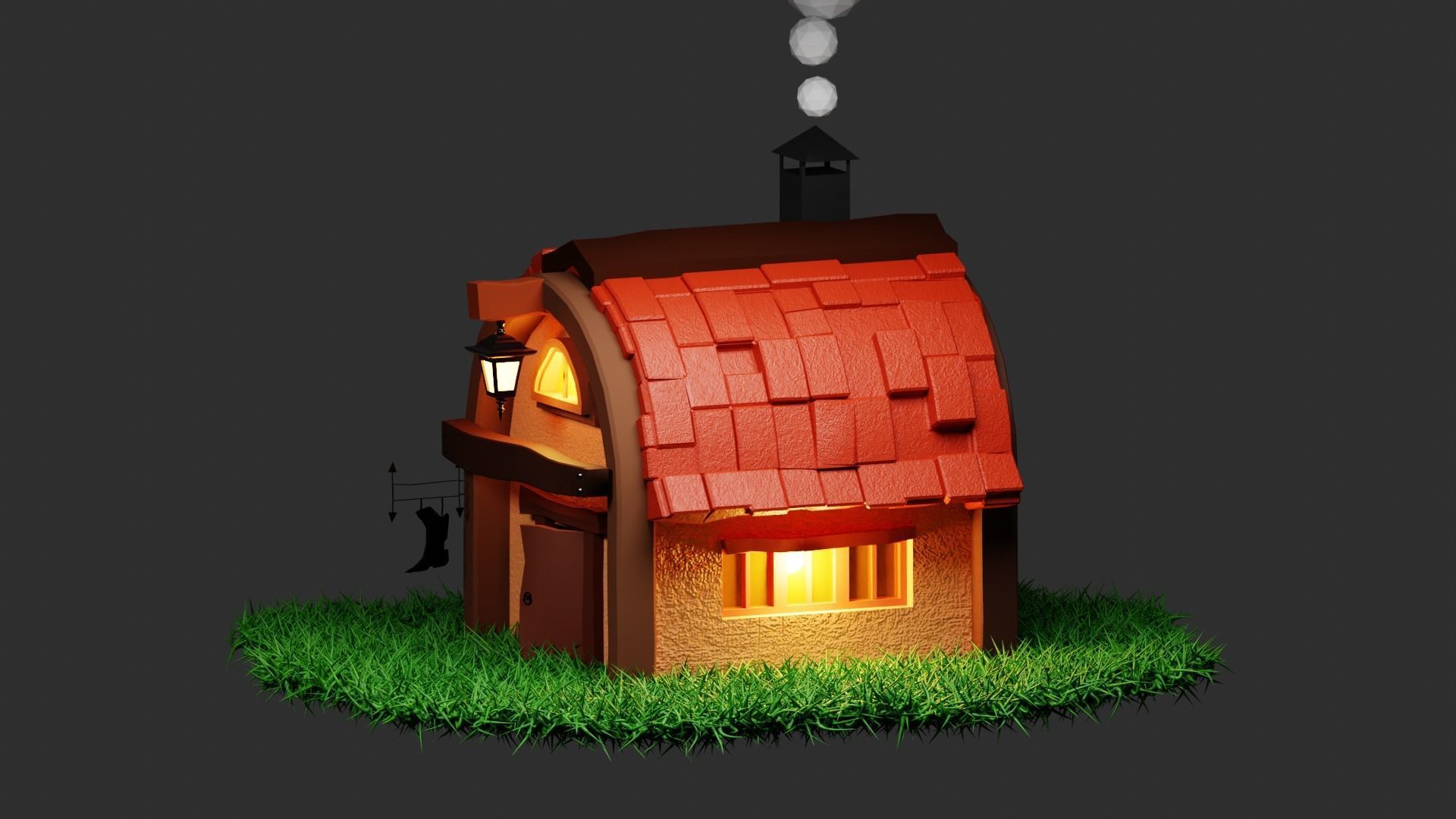 Old cobbler house low poly  3D model_5