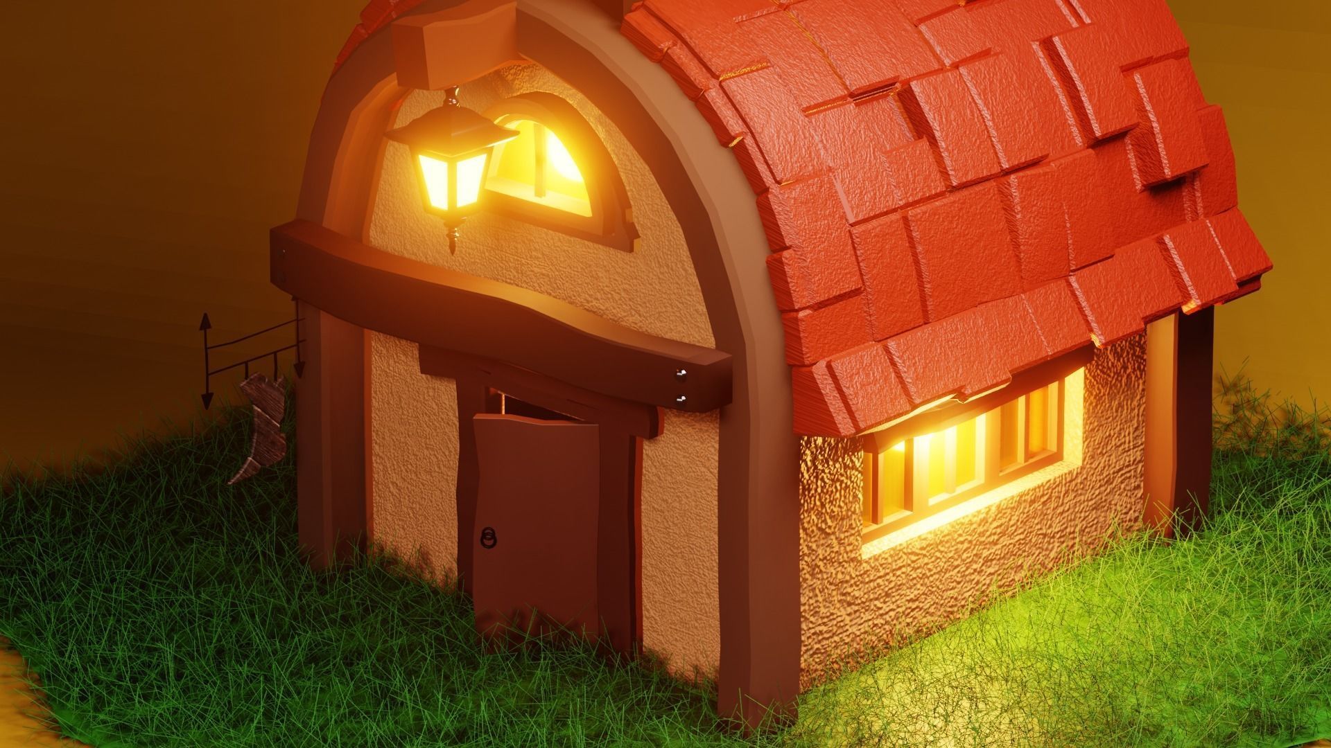 Old cobbler house low poly  3D model_2