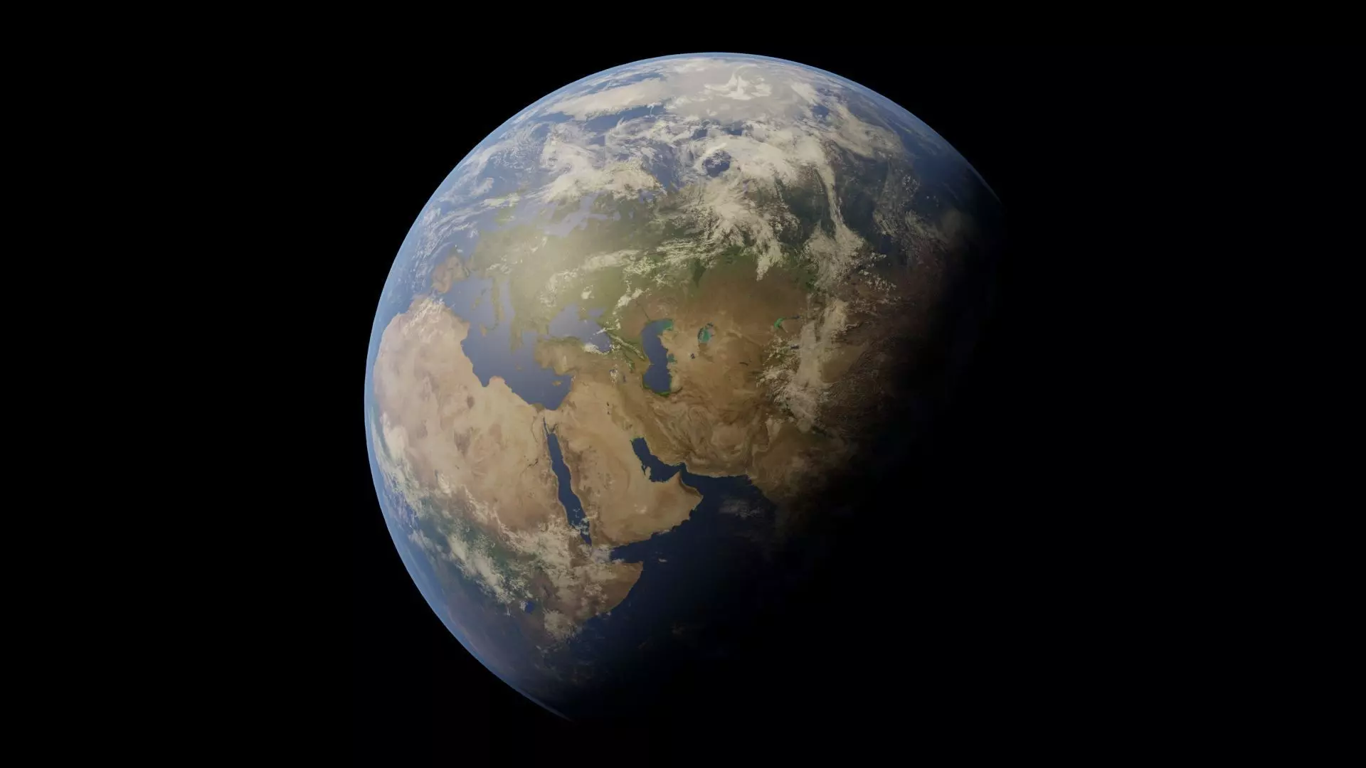 Earth textured 3D model with Clouds Rotation and atmosphere Low-poly 3D model