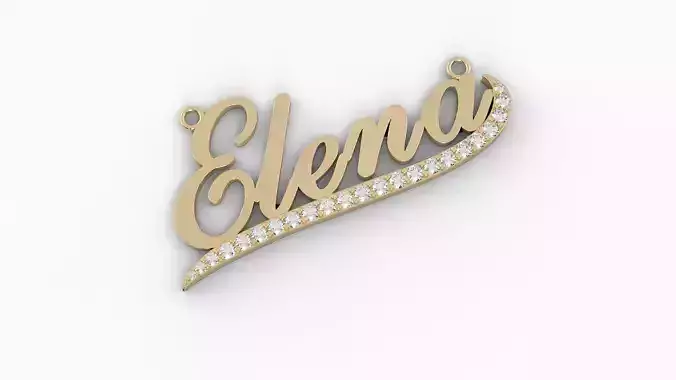 Pendant name elena in gold with diamonds