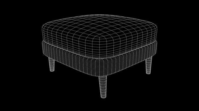 Ottoman - Leather Low-poly 3D model 7