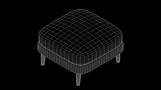 Ottoman - Leather Low-poly 3D model 6
