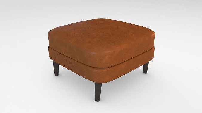 Ottoman - Leather Low-poly 3D model 5
