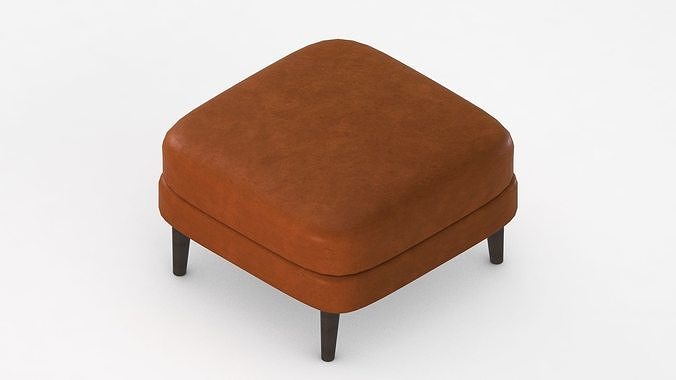 Ottoman - Leather Low-poly 3D model 2