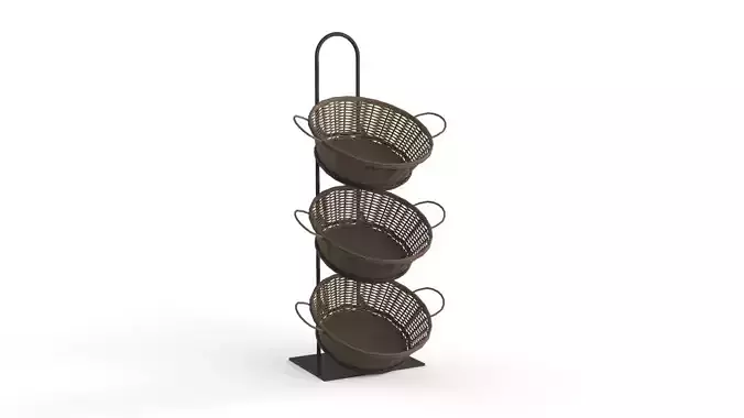 Bakery Display Rack with Baskets 3D model