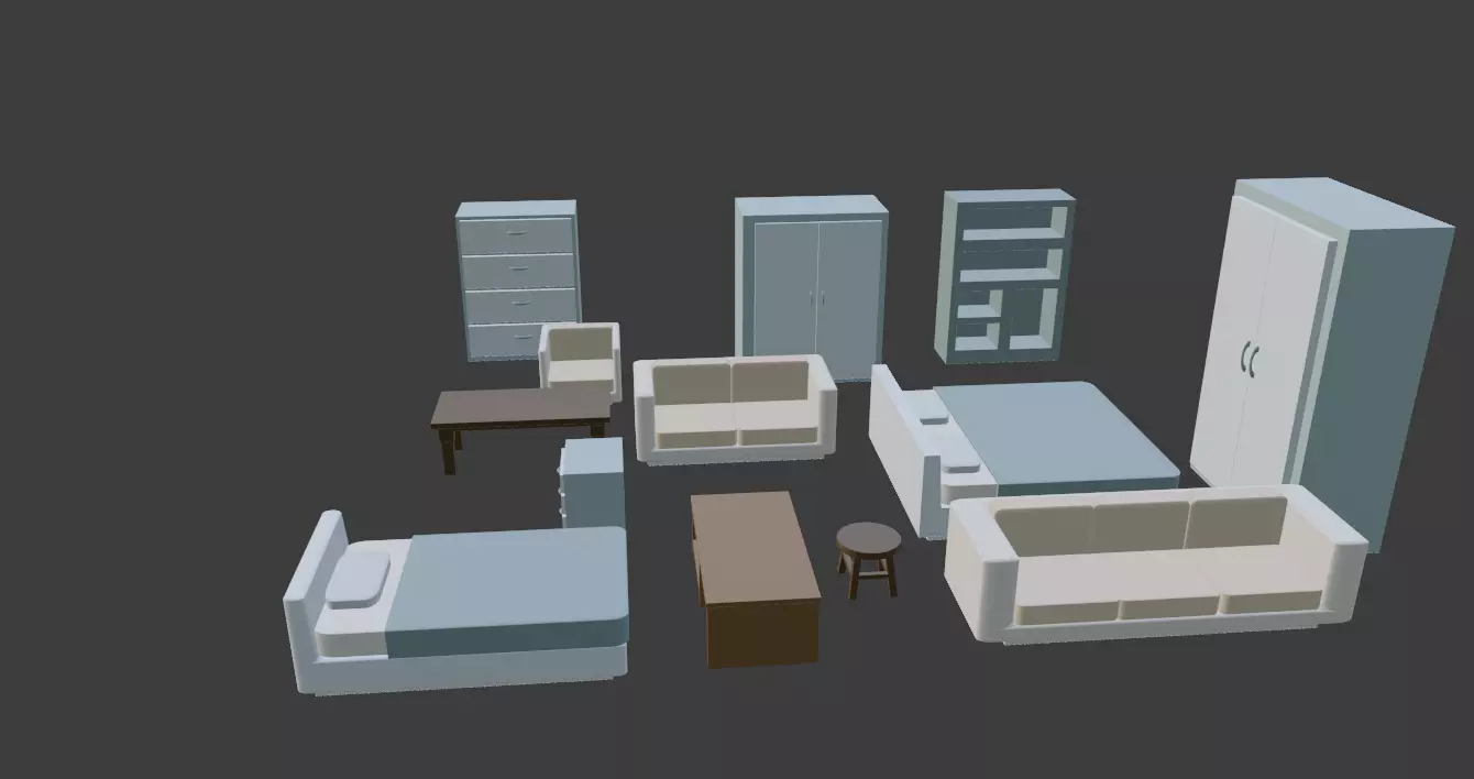 Furniture Low-poly 3D model_0