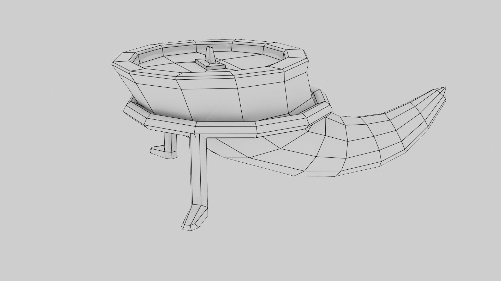 Candle in Horn Low-poly 3D model_9