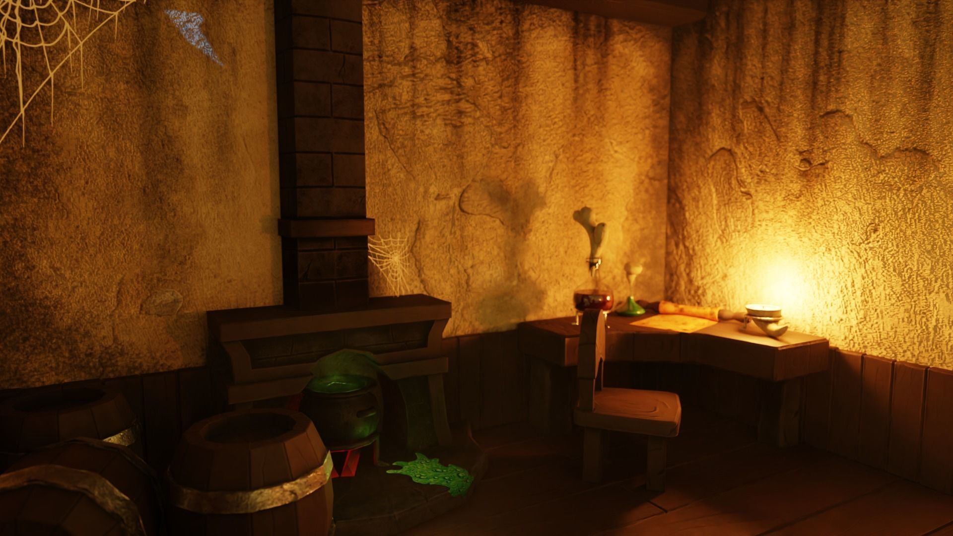 Candle in Horn Low-poly 3D model_5