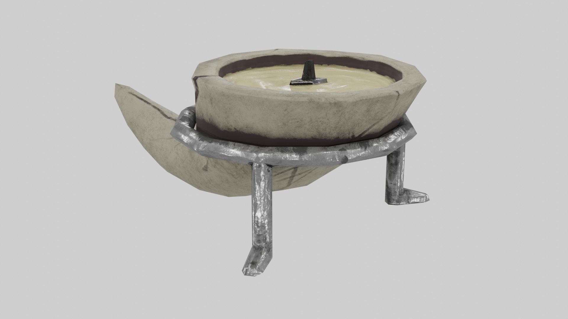 Candle in Horn Low-poly 3D model_16