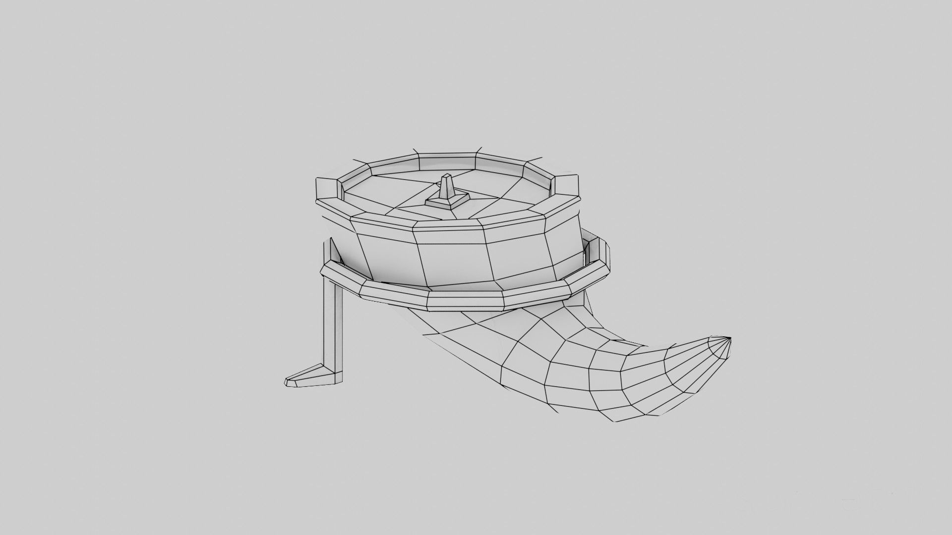 Candle in Horn Low-poly 3D model_29