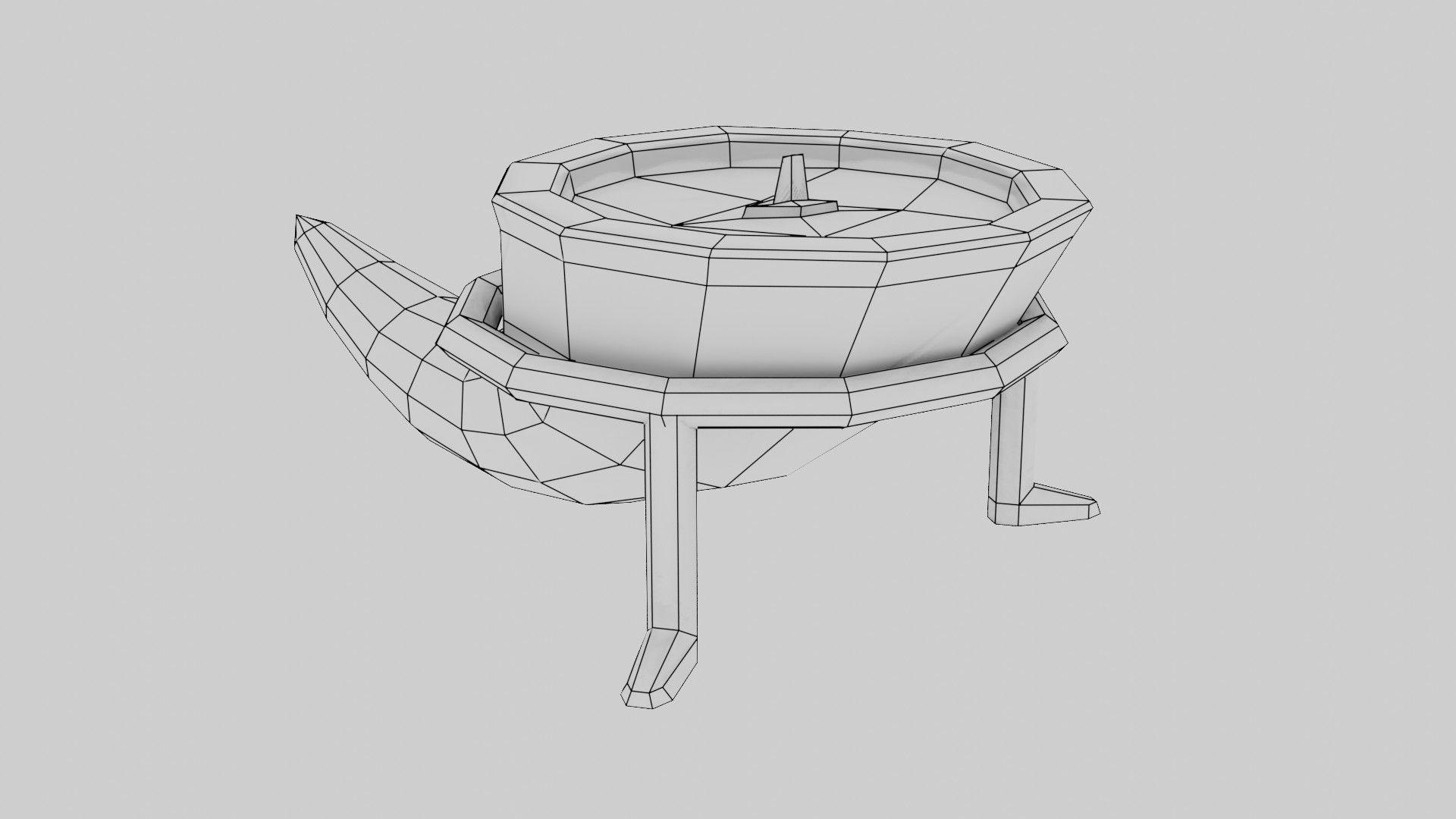 Candle in Horn Low-poly 3D model_17