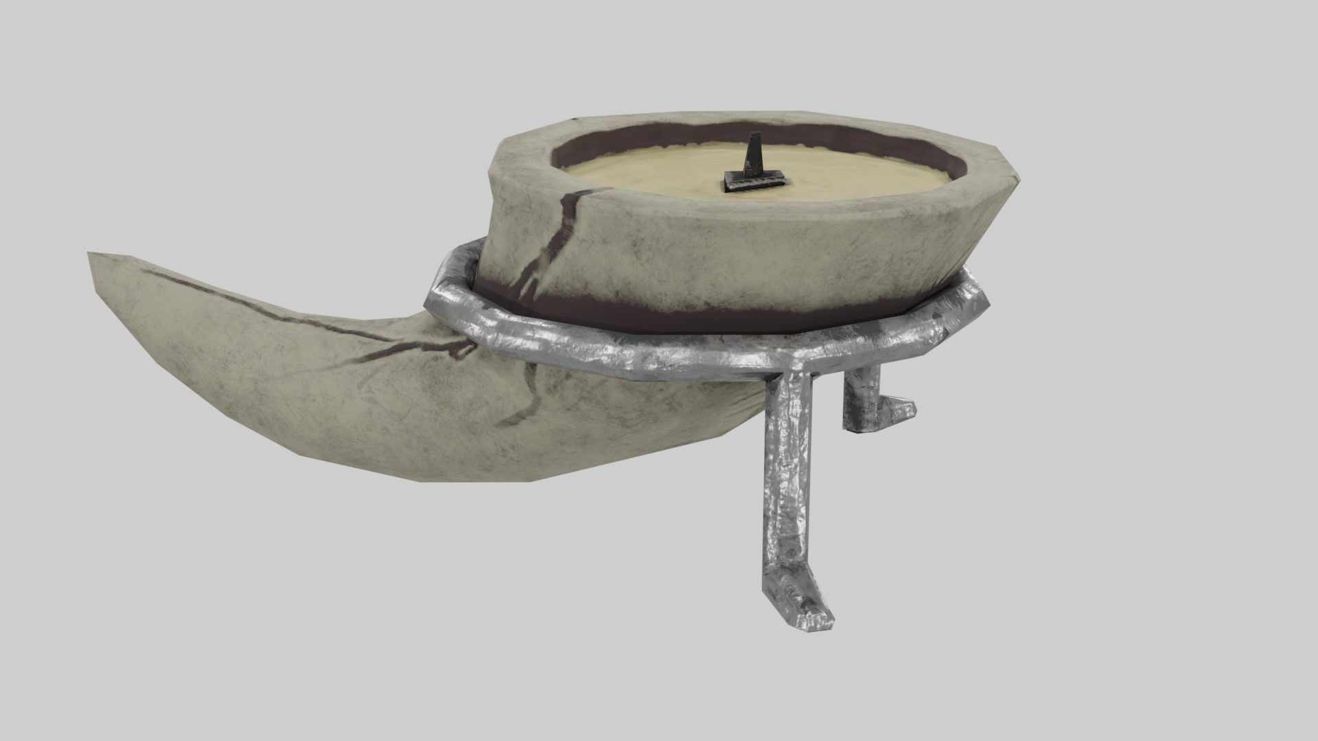 Candle in Horn Low-poly 3D model_18