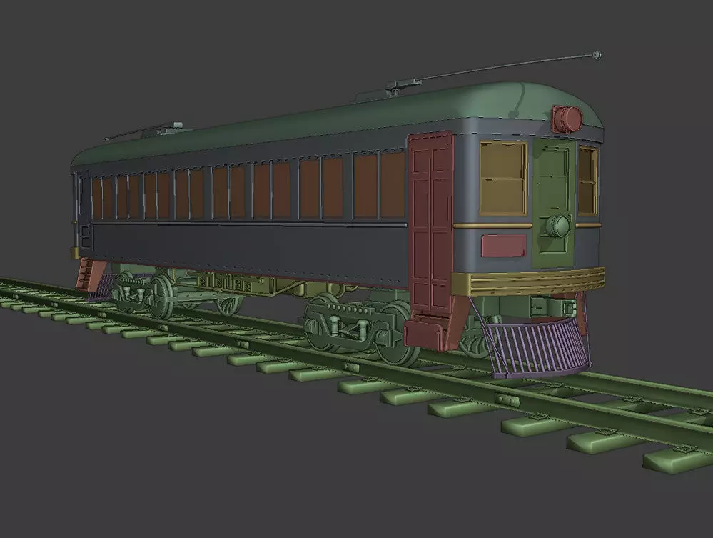 1940s electric railcar 3D model_0