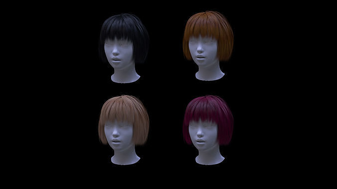 Hair for games 04 Low-poly 3D model