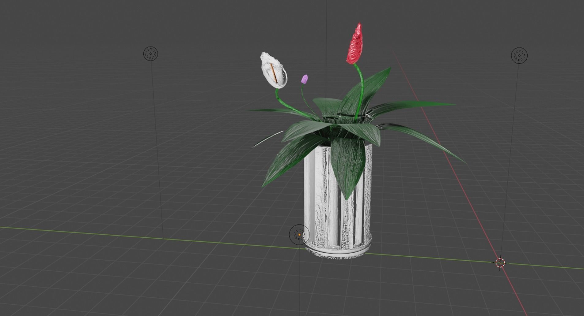 spathiphyllum flower in vase Free 3D model_1