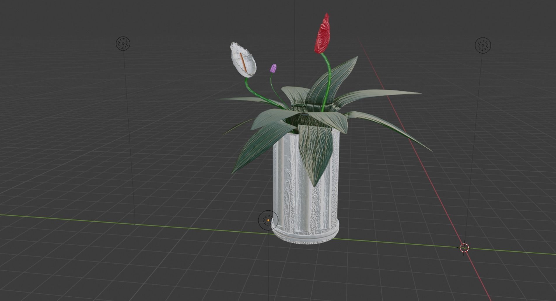 spathiphyllum flower in vase Free 3D model_2