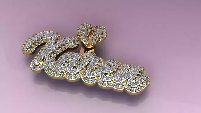 Karen name in gold with diamonds 3D print model