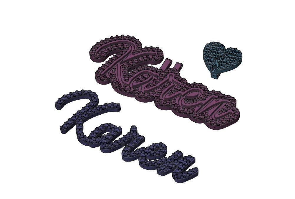 Karen name in gold with diamonds 3D print model_1