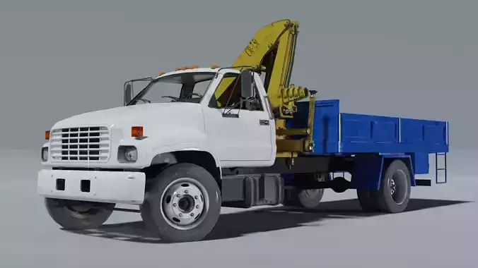 GMC Truck with crane Low-poly 3D model