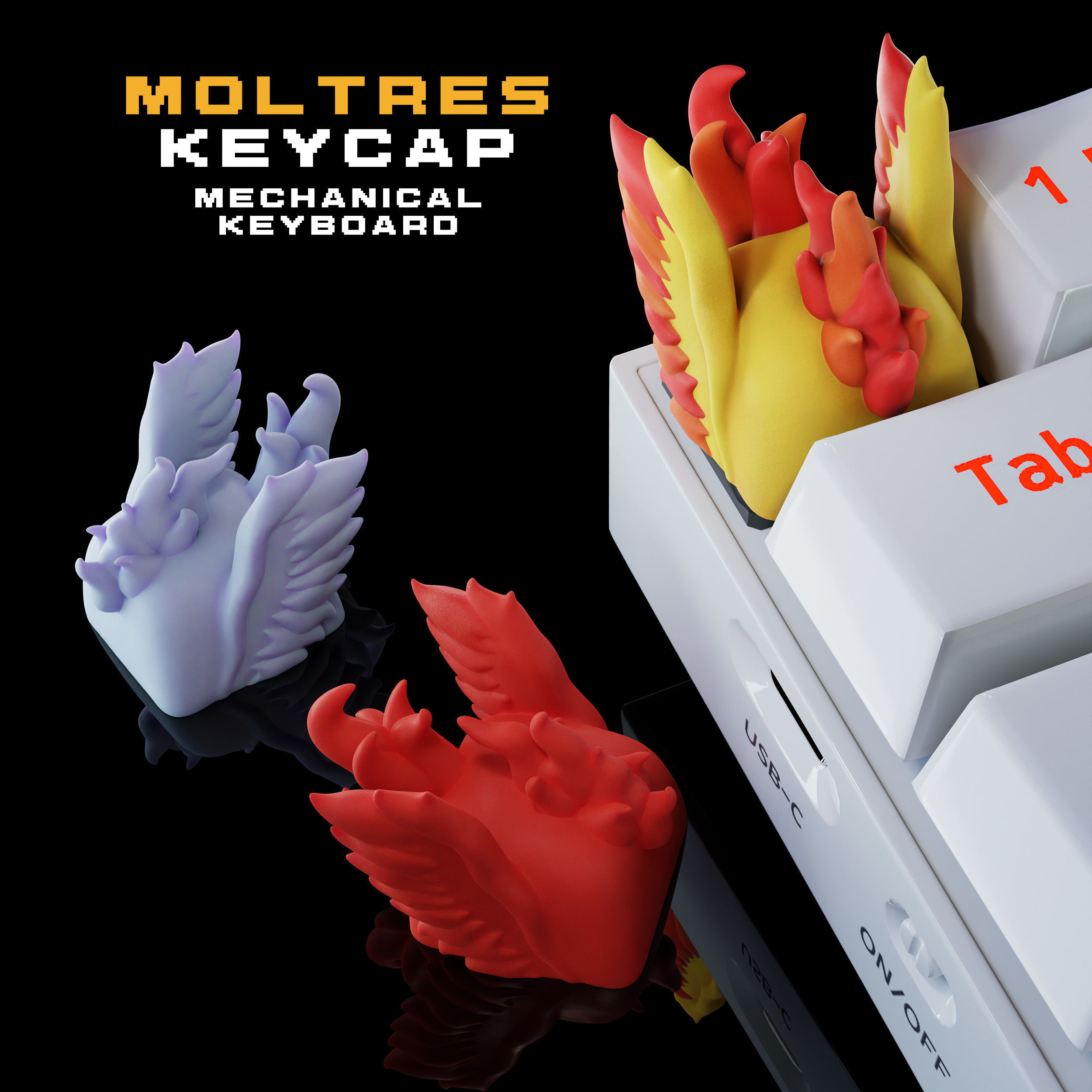 Legendaries VOL I - Pokemon keycap - articuno moltres zapdos -  3D print model_3