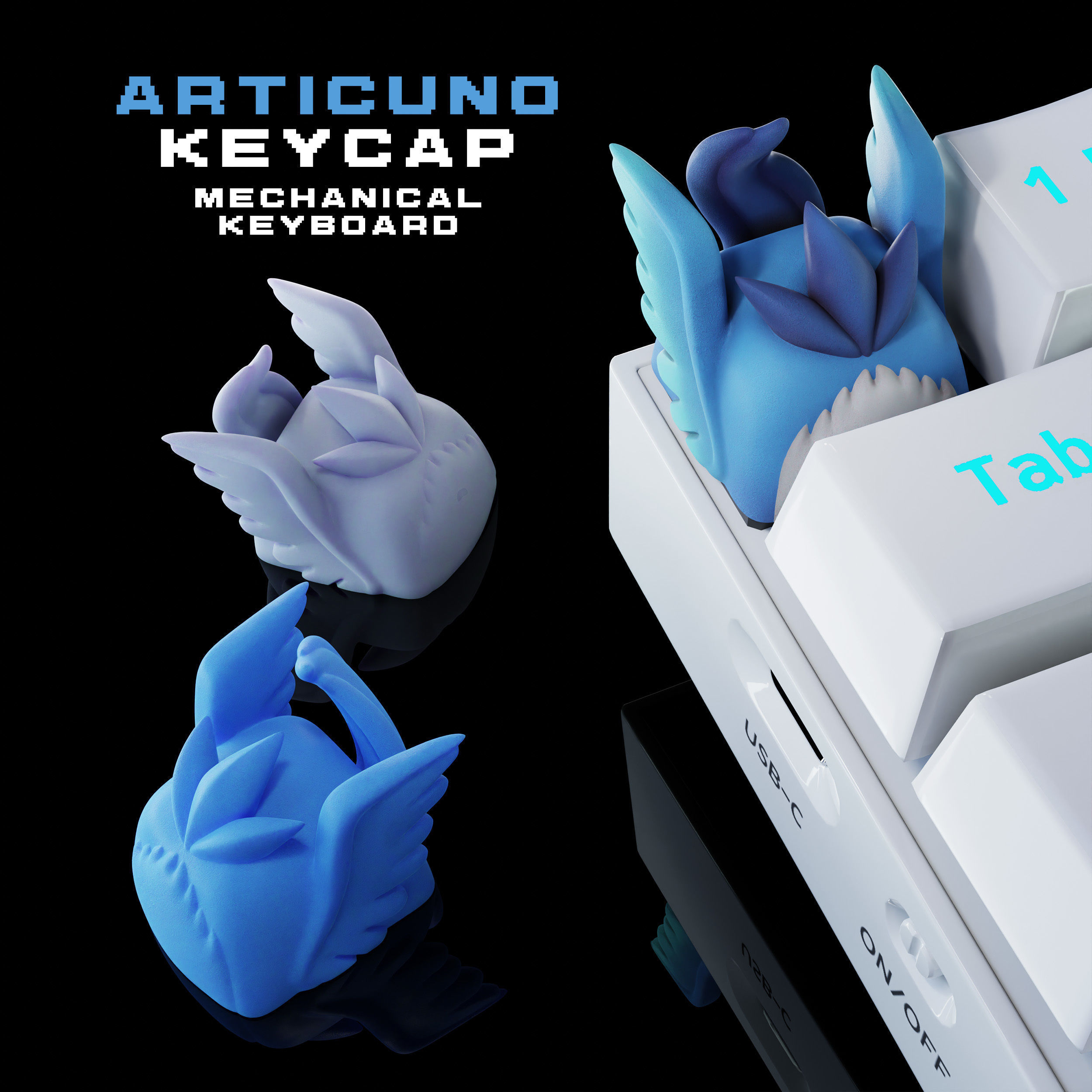 Legendaries VOL I - Pokemon keycap - articuno moltres zapdos -  3D print model_2