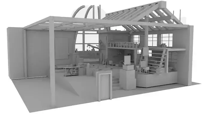 Chinese House Concept Low-poly 3D model