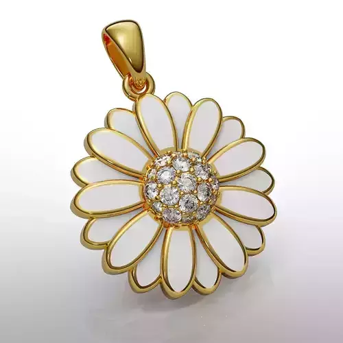 Chamomile pendant enamel