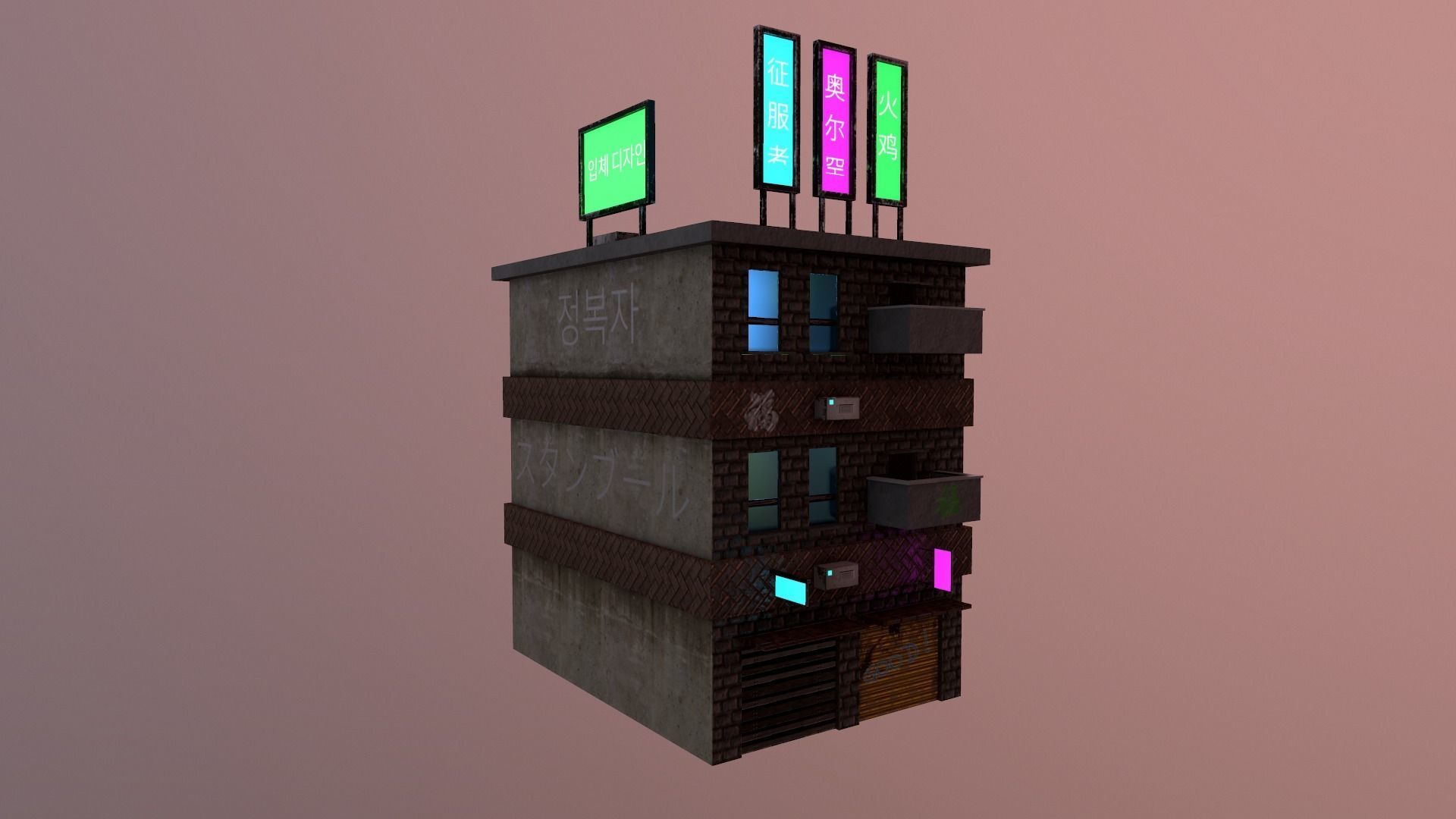 Cyberpunk City - Building 29 Low-poly 3D model_26