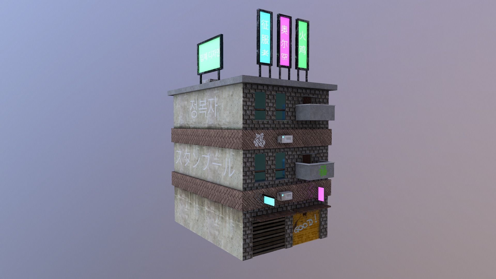 Cyberpunk City - Building 29 Low-poly 3D model_29