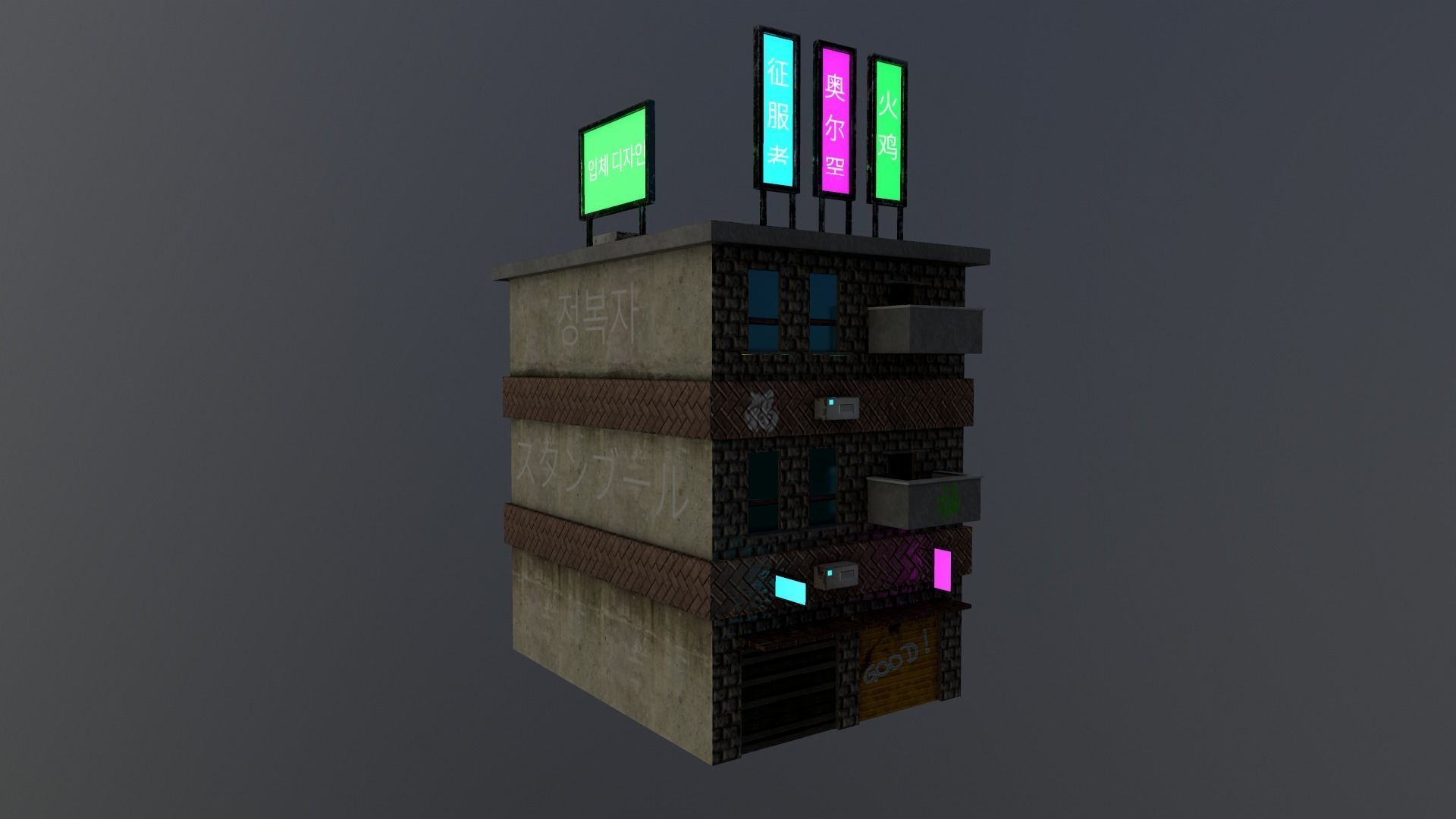Cyberpunk City - Building 29 Low-poly 3D model_12