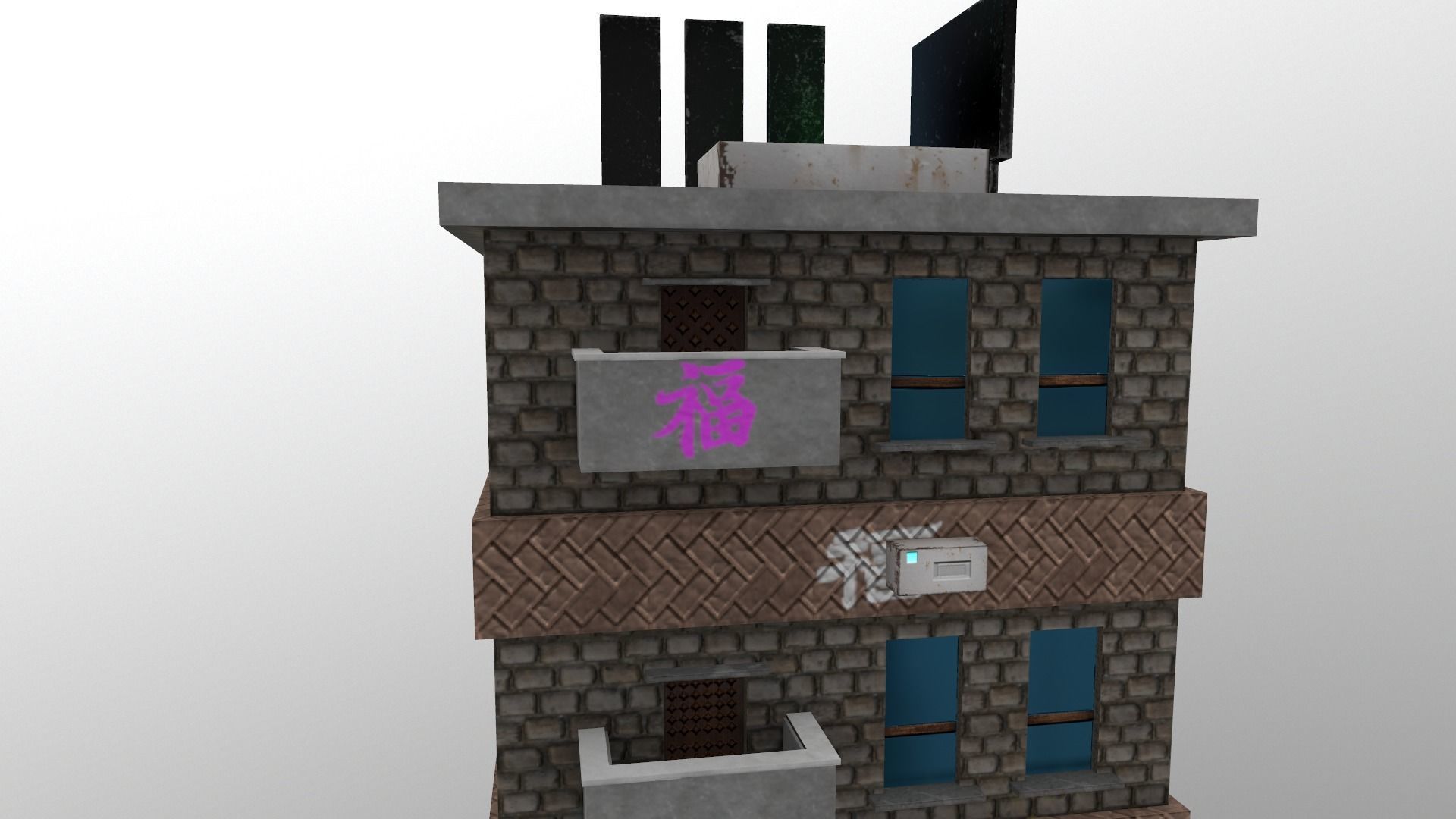 Cyberpunk City - Building 29 Low-poly 3D model_13