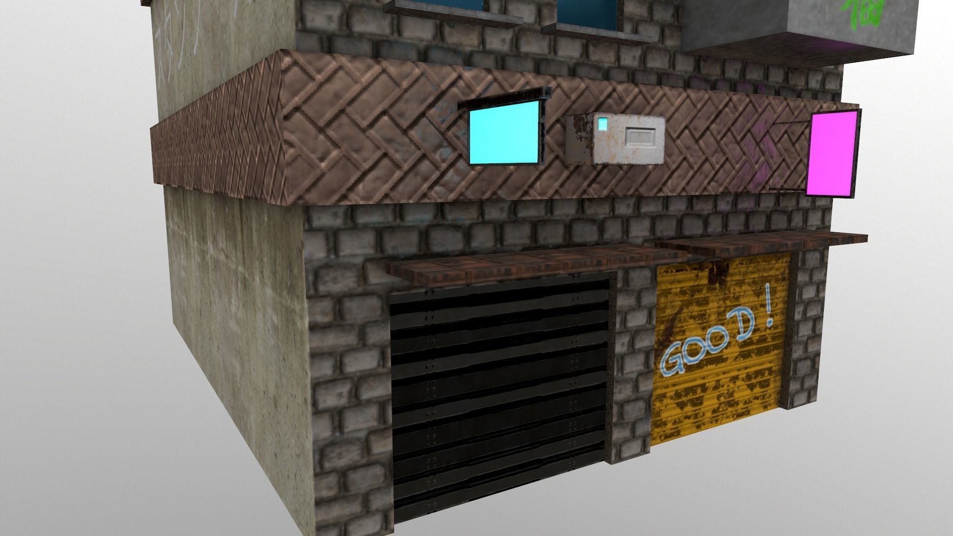 Cyberpunk City - Building 29 Low-poly 3D model_5