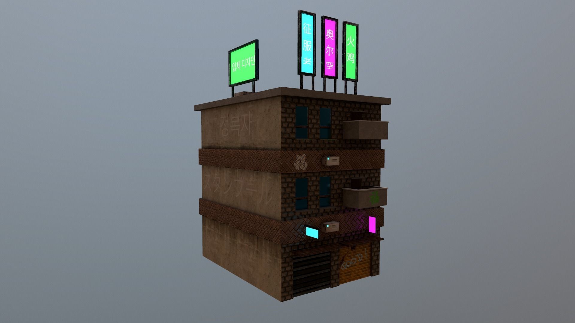 Cyberpunk City - Building 29 Low-poly 3D model_23
