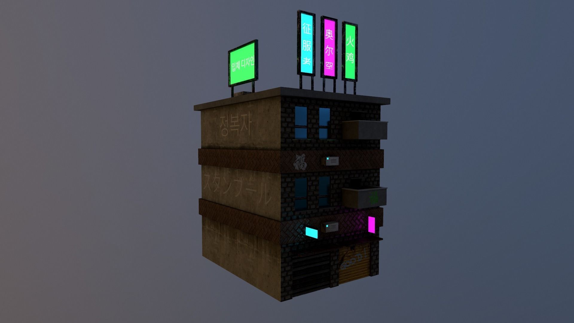 Cyberpunk City - Building 29 Low-poly 3D model_15