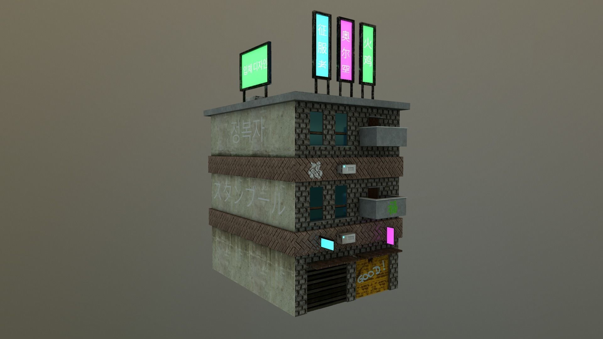 Cyberpunk City - Building 29 Low-poly 3D model_18