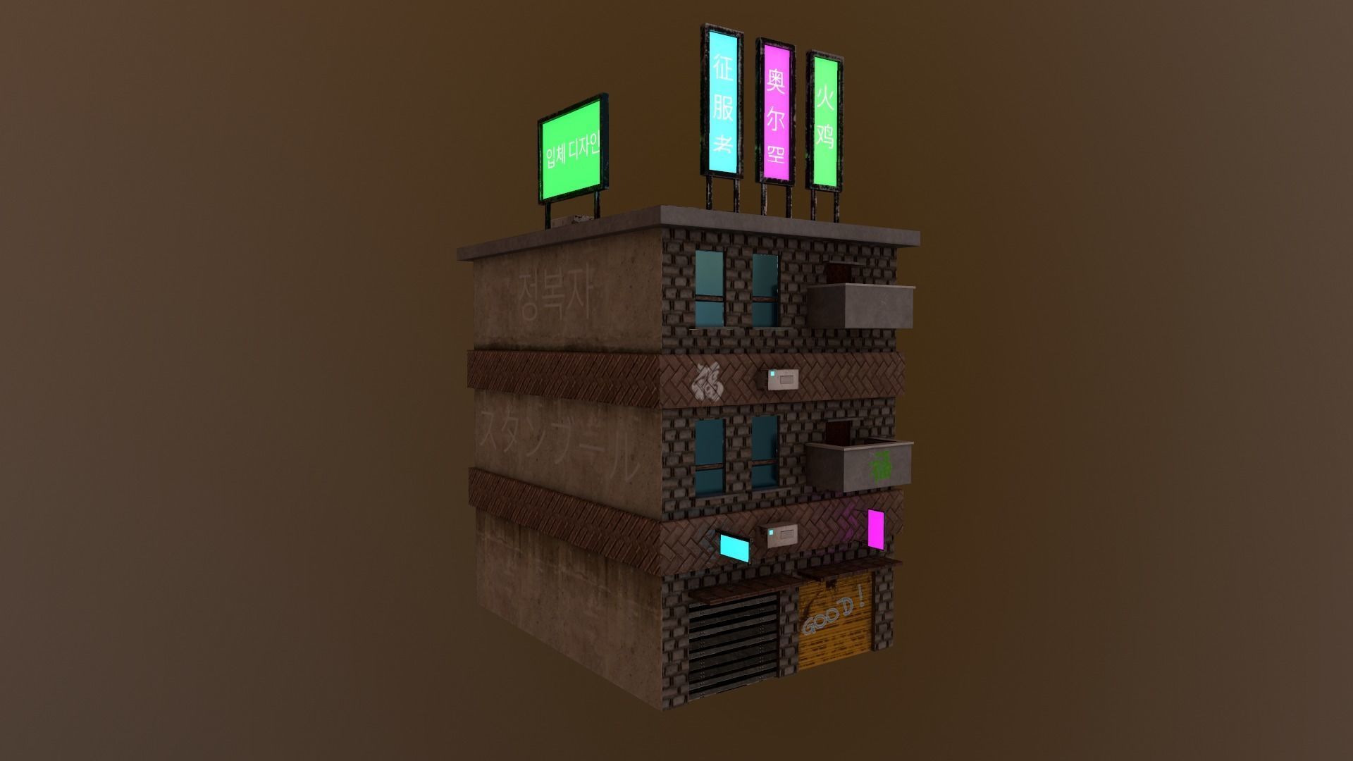 Cyberpunk City - Building 29 Low-poly 3D model_16