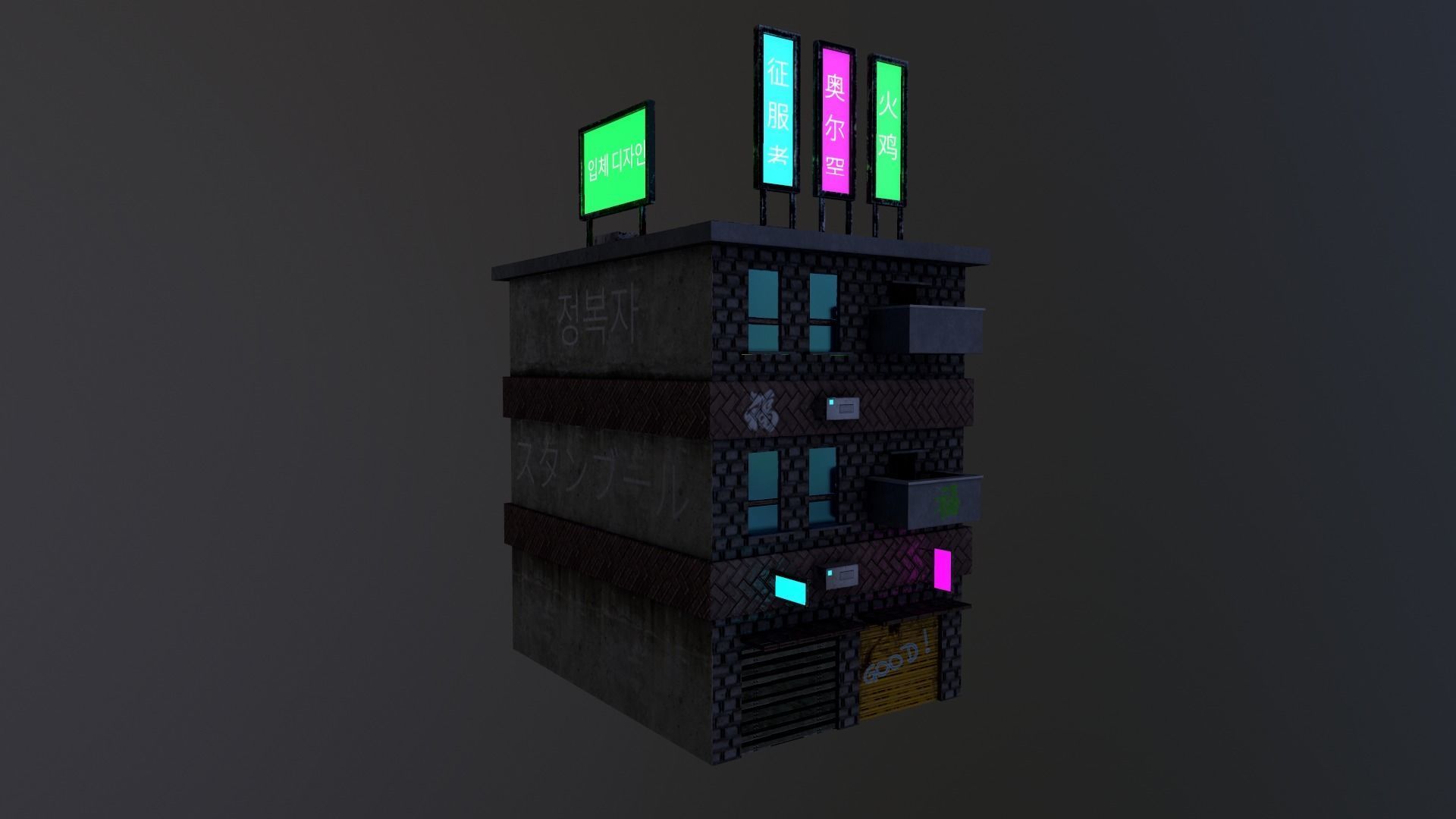 Cyberpunk City - Building 29 Low-poly 3D model_11