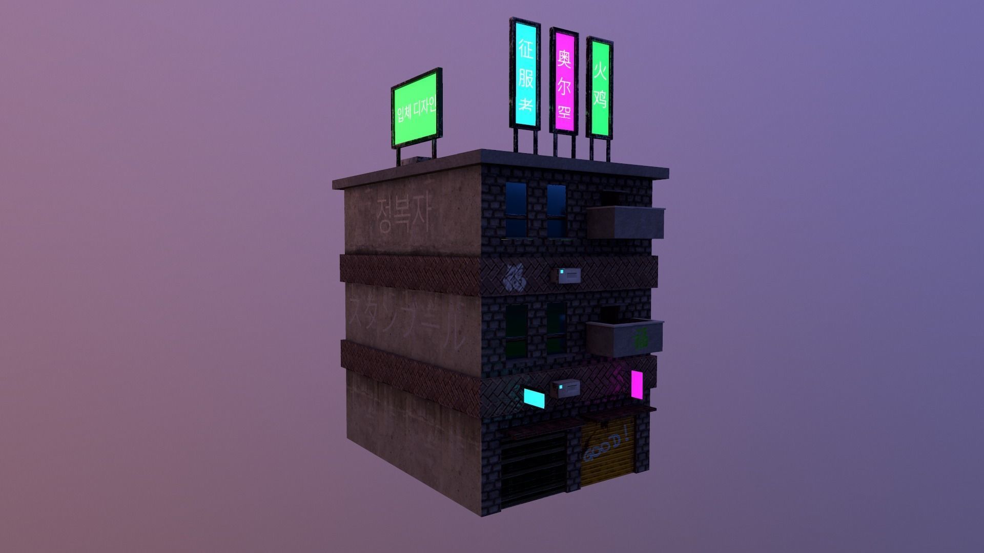 Cyberpunk City - Building 29 Low-poly 3D model_25