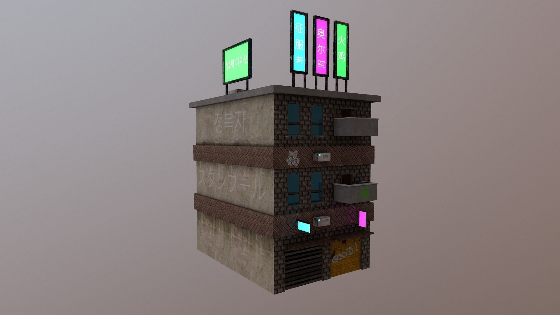 Cyberpunk City - Building 29 Low-poly 3D model_28