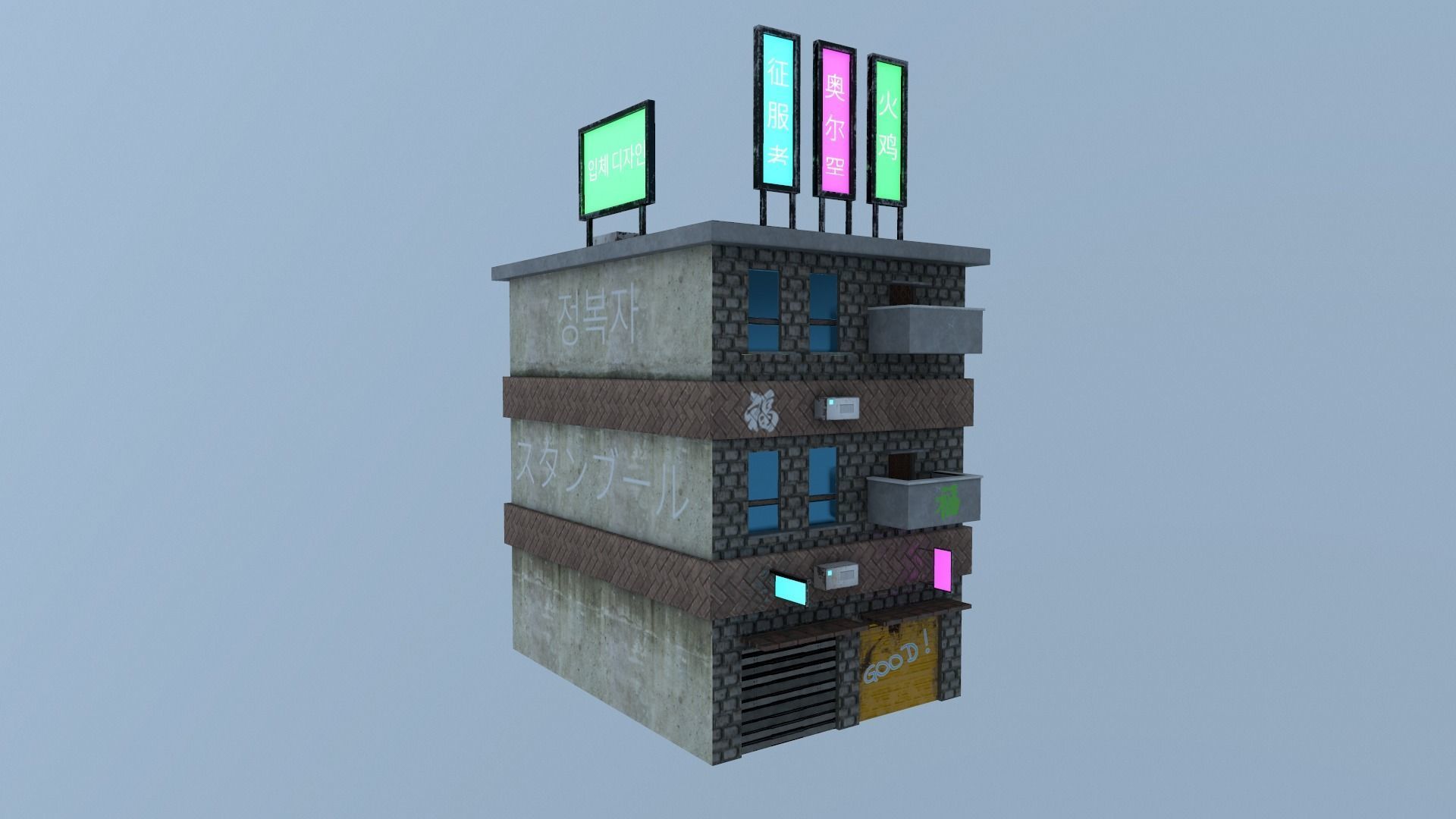 Cyberpunk City - Building 29 Low-poly 3D model_17