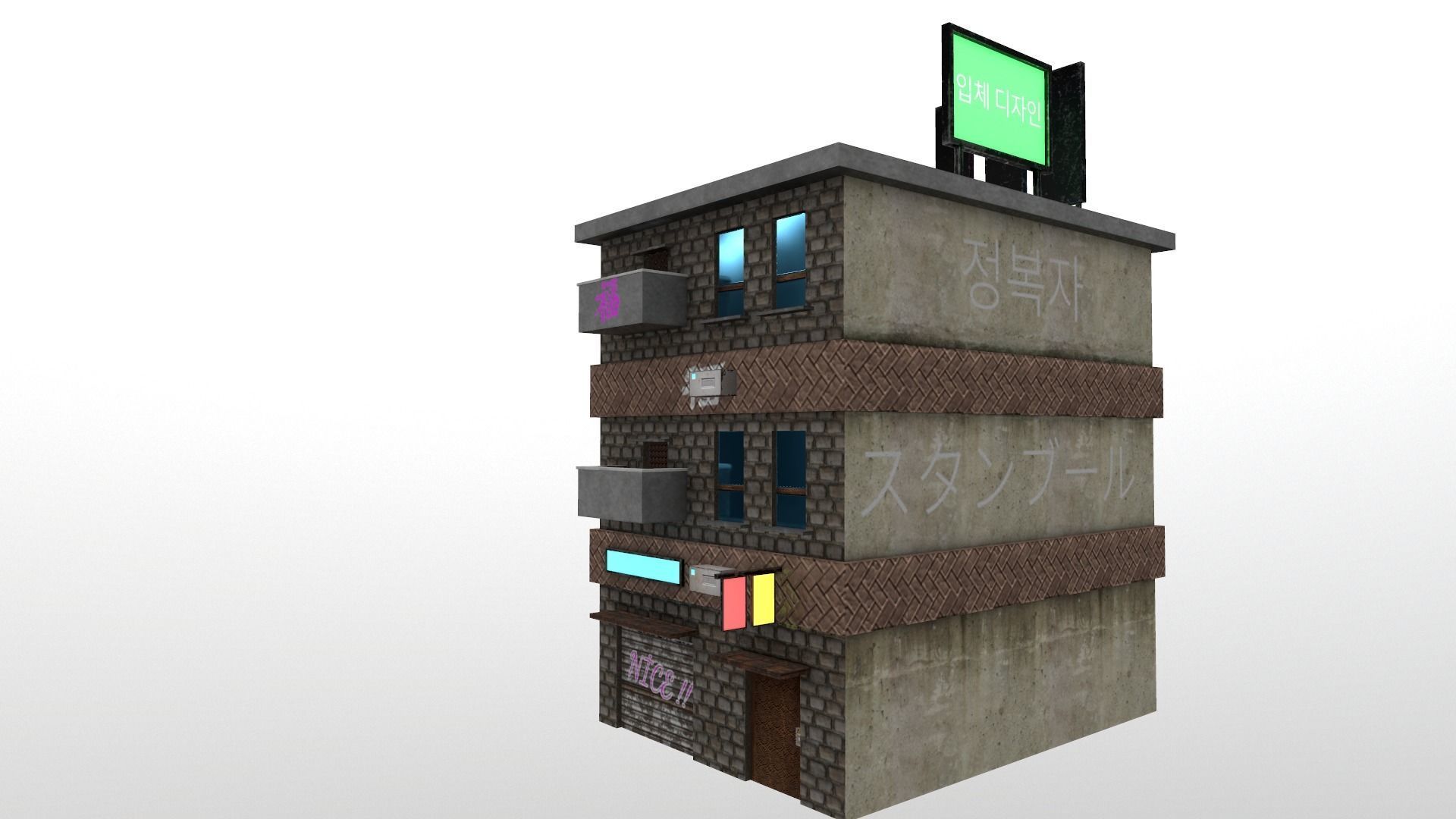 Cyberpunk City - Building 29 Low-poly 3D model_4