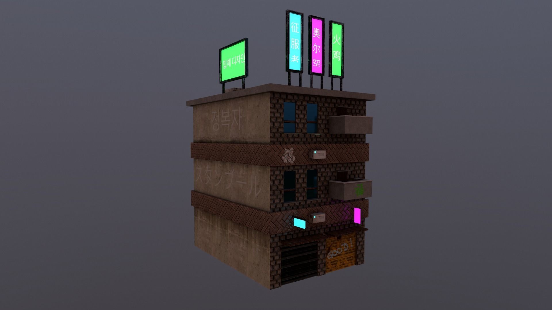 Cyberpunk City - Building 29 Low-poly 3D model_21